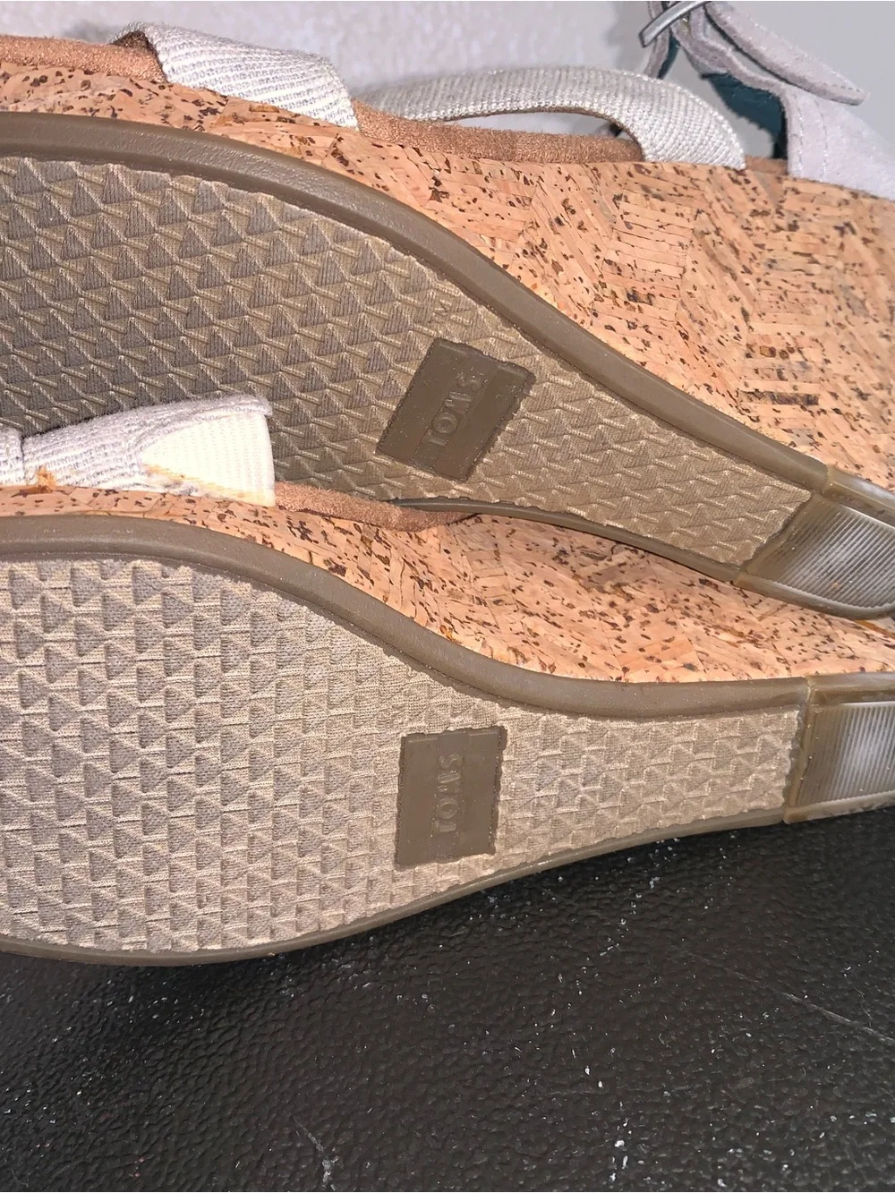 TOMS Women's Pale Pink and Light Gray Strappy Wedge Sandals